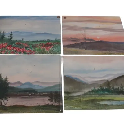 Sale Photo Thumbnail #84: 4 VINTAGE VALENTIN KOSLOV ORIGINAL WATERCOLORS