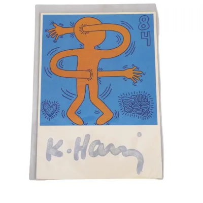 Sale Photo Thumbnail #203: KEITH HARING SIGNED POSTCARD AMSTERDAM
