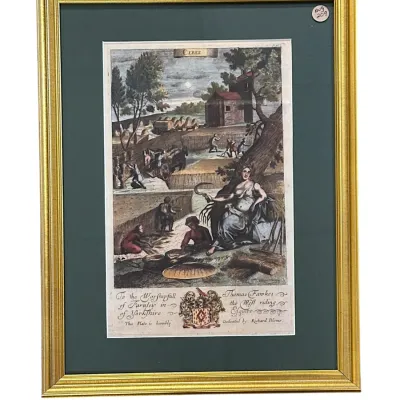 Sale Photo Thumbnail #267: 18th c HAND COLORED COPPER PLATE ENGRAVING "CERES"