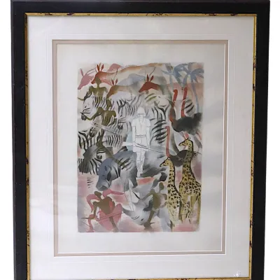 Sale Photo Thumbnail #99: MILIVOJ UZELAC 1932 LITHOGRAPH & POCHOIR SAFARI IN AFRICA