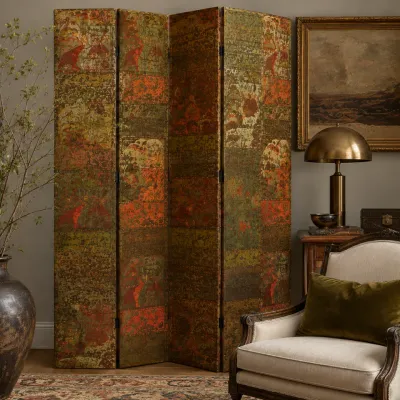 Sale Photo Thumbnail #132: VINTAGE FOLDING PERSIAN 3 PANEL SCREEN