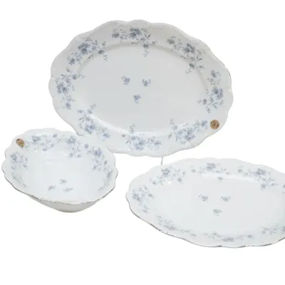 Sale Photo Thumbnail #292: 3 PIECES OF HAVILAND BLUE GARLAND CHINA - SERVING TRAYS AND VEGETABLE DISH
