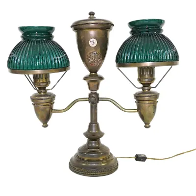 Sale Photo Thumbnail #107: ANTIQUE DOUBLE ARM BRASS STUDENT LAMP
