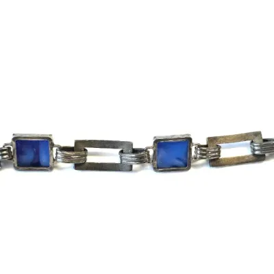 Sale Photo Thumbnail #42: ART DECO STERLING AND LAPIS BRACELET