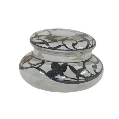 Sale Photo Thumbnail #302: ART DECO SILVER OVERLAY GLASS COVERED BOWL