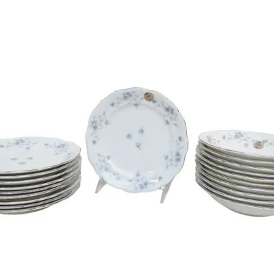 Sale Photo Thumbnail #284: 20 HAVILAND BLUE GARLAND CHINA SALAD PLATES AND SOUP BOWLS