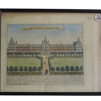 Sale Photo Thumbnail #336: 18th c ENGRAVING BETHLEM ROYAL HOSPITAL LONDON