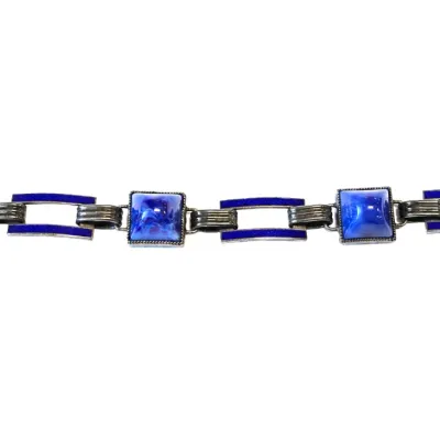 Sale Photo Thumbnail #40: ART DECO STERLING AND LAPIS BRACELET
