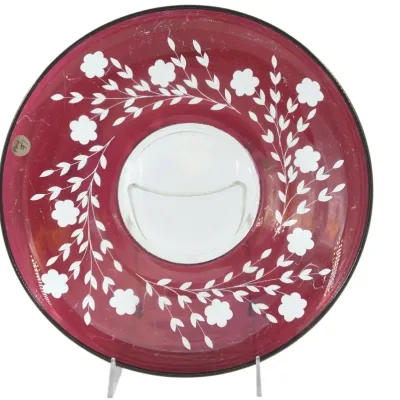 Sale Photo Thumbnail #255: LARGE BOHEMIAN RUBY CUT TO CLEAR CONSOLE BOWL