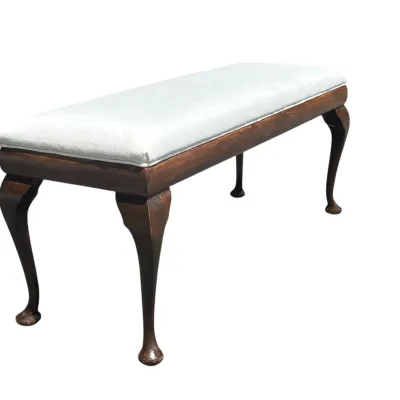 Sale Photo Thumbnail #97: ANTIQUE QUEEN ANNE UPHOLSTERED BENCH
