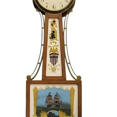 Sale Photo Thumbnail #204: WALTHAM BANJO CLOCK EGLOMISE MARITIME GLASS