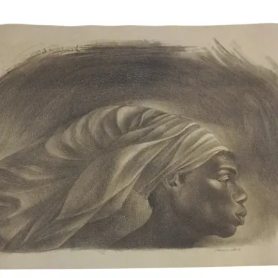 Sale Photo Thumbnail #219: CHARLES WHITE 1965 "JUBA" LITHOGRAPH SIGNED