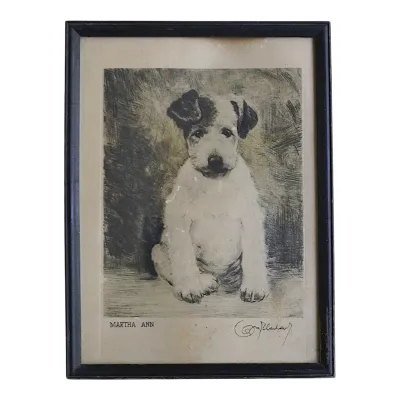 Sale Photo Thumbnail #113: VINTAGE ETCHING "MARTHA ANN" FOX TERRIER BY KURT MEYER EBERHARDT