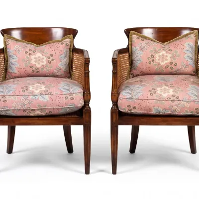Sale Photo Thumbnail #139: PAIR ALTHORP LIVING HISTORY FRENCH LOUIS XV CANE ARM CHAIRS
