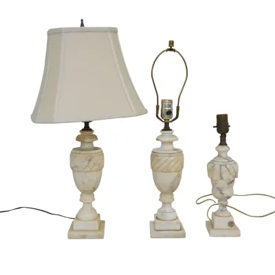 Sale Photo Thumbnail #288: 3 VINTAGE ITALIAN CARVED ALABASTER LAMPS