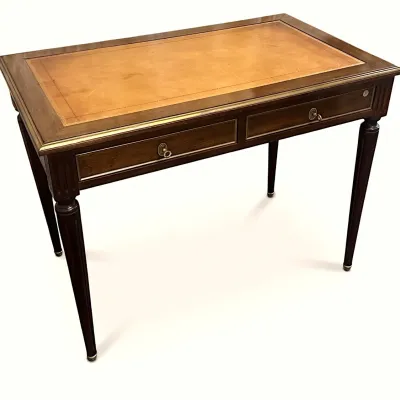 Sale Photo Thumbnail #146: FRENCH MAHOGANY TWO DRAWER LOUIS XVI STYLE WRITING DESK