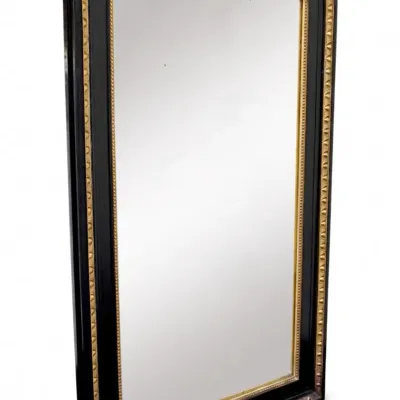 Sale Photo Thumbnail #168: ANTIQUE LARGE LOUIS PHILIPPE EBONY & GILT MIRROR