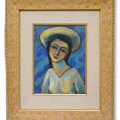 Sale Photo Thumbnail #55: OIL ON BOARD WOMANS PORTRAIT ANDRE LHOTE ATTRIBUTED