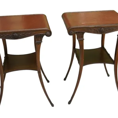 Sale Photo Thumbnail #165: PAIR MATCHING HOLLYWOOD REGENCY SIDE TABLES ZANGERLE