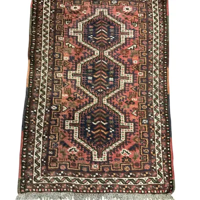 Sale Photo Thumbnail #134: SEMI ANTIQUE PERSIAN SHIRAZ HAND KNOTTED RUG