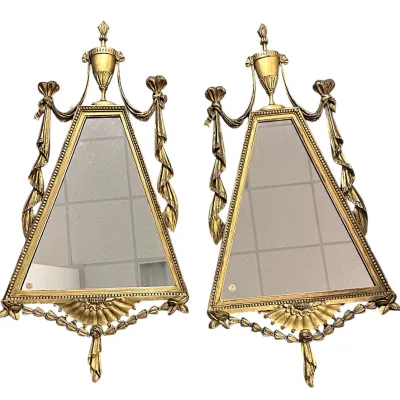 Sale Photo Thumbnail #218: MATCHED PAIR OF CARVED ITALIAN TRIANGULAR MIRRORS