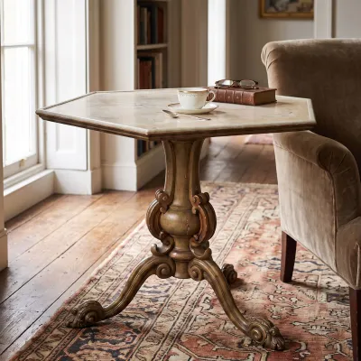 Sale Photo Thumbnail #33: 18th c IRISH REGENCY TABLE WITH FAUX MARBLE TOP
