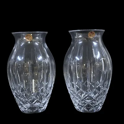 Sale Photo Thumbnail #98: MATCHED PAIR OF BLOCK CUT CRYSTAL VASES