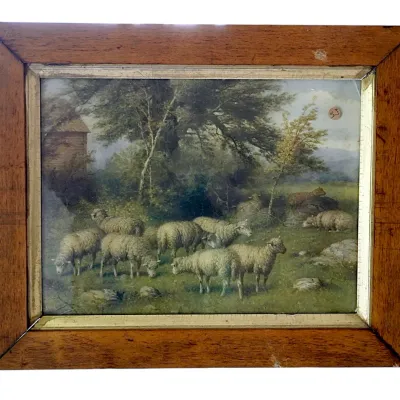 Sale Photo Thumbnail #91: FRAMED 1908 MAY DAY SHEEP PRINT by A. FOX PHILADELPHIA