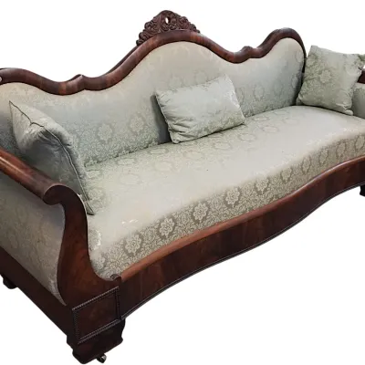 Sale Photo Thumbnail #235: AMERICAN EMPIRE 1840s FLAME MAHOGANY SOFA