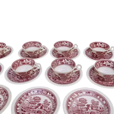 Sale Photo Thumbnail #279: VINTAGE COPELAND SPODE "SPODE'S TOWER" ENGLAND TEACUPS AND SAUCERS - 19 PIECES