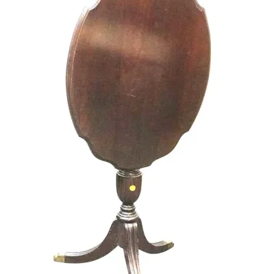 Sale Photo Thumbnail #21: ANTIQUE MAHOGANY TILT TOP TEA TABLE ON BRASS PAW FEET