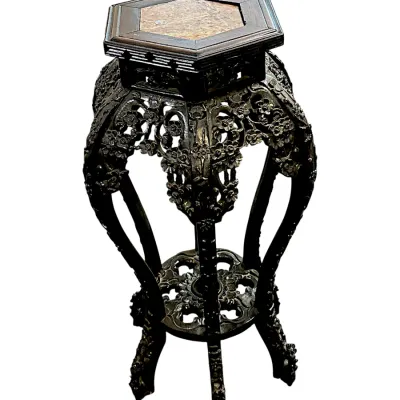 Sale Photo Thumbnail #199: FINE ANTIQUE CHINESE CARVED ROSEWOOD STAND