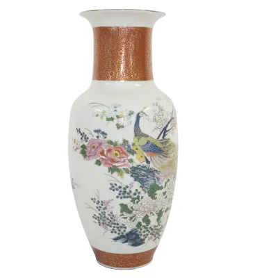 Sale Photo Thumbnail #321: SATSUMA JAPANESE PEACOCK AND FLORAL VASE