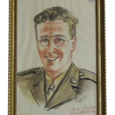 Sale Photo Thumbnail #355: 1943 WWII PASTEL PORTRAIT ARMY SOLDIER
