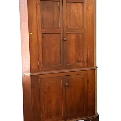 Sale Photo Thumbnail #31: ANTIQUE AMERICAN CHERRY CORNER CUPBOARD
