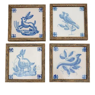Sale Photo Thumbnail #247: SET OF 4 FRAMED ANTIQUE DELFT TILES