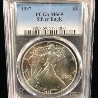 1987 1oz. Fine Silver Eagle Dollar, PCGS MS-69