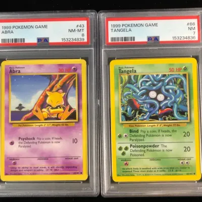 1999 Pokémon Cards, Abra & Tangela, PSA Graded, 2 Total