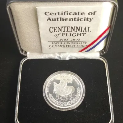 1oz .999 Pure Silver Centennial of Flight Collector Round with COA & Box
