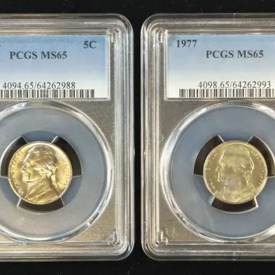 1975-P & 1977-P Jefferson Nickels PCGS MS-65