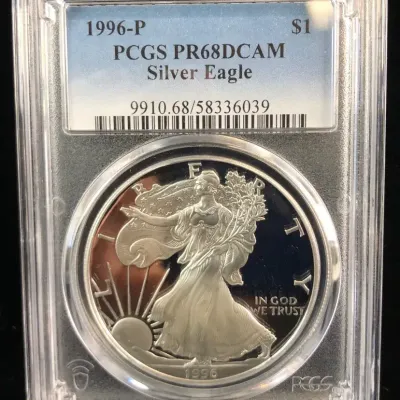 1996-P 1oz. Fine Silver Proof Better Date Eagle Dollar, PCGS PR68DCAM