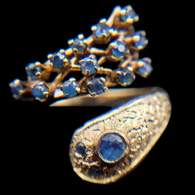 14K Yellow Gold Sapphire Snake Ring NAGL #1230659