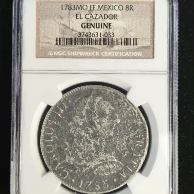 1783 MO FF Mexico Silver 8 Real El Cazador Shipwreck Coin NGC