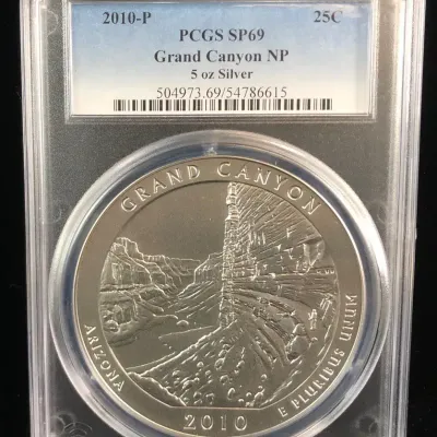 2010-P 5oz. Silver Grand Canyon National Parks Commemorative Coin, PCGS SP69