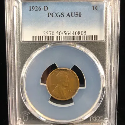 1926-D Key Date Lincoln Wheat Cent, PCGS AU-50