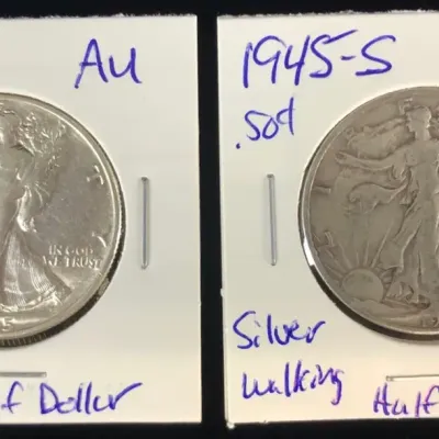 1945-P & 1945-S Silver Walking Liberty Half Dollars, 2 Total