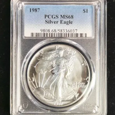 1987 $1.00 1oz Pure Silver Eagle PCGS MS-68