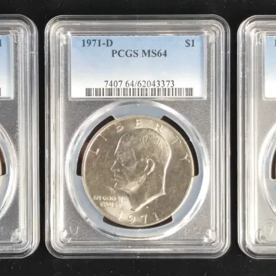 1971-P, 1971-D & 1978-P Uncirculated Ike Dollars PCGS MS-63 & MS-64
