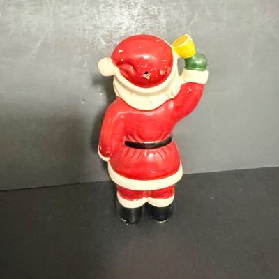 LOT 57: Vintage Holiday Christmas Decor Featuring a Styrofoam Santa Head, Ceramic Santa and a Plastic Jack in the Box Ornament