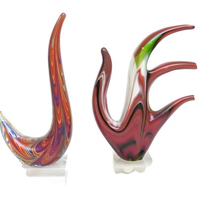 2 Pc MID CENTURY ITALIAN BLOWN GLASS SCULPTURES